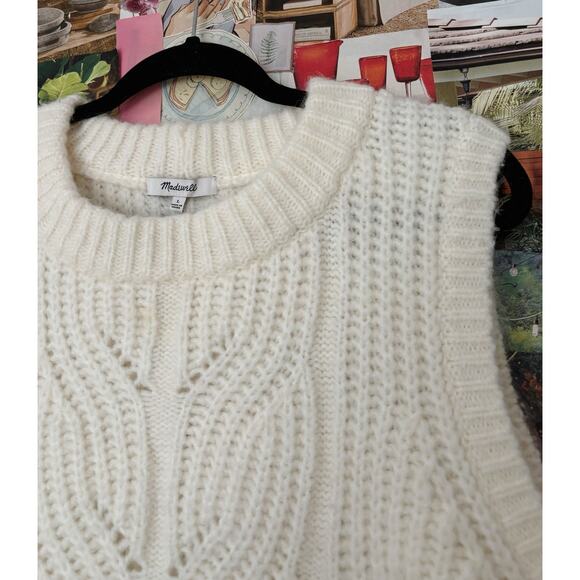 Cream Madewell Pointelle Knowe Sweater Vest L - Picture 4 of 7